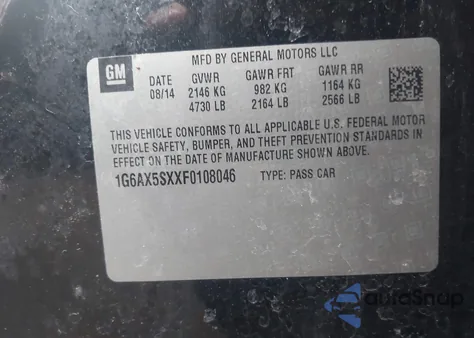 2015 Cadillac Cts Luxury from USA, damaged, VIN 1G6AX5SXXF0108046